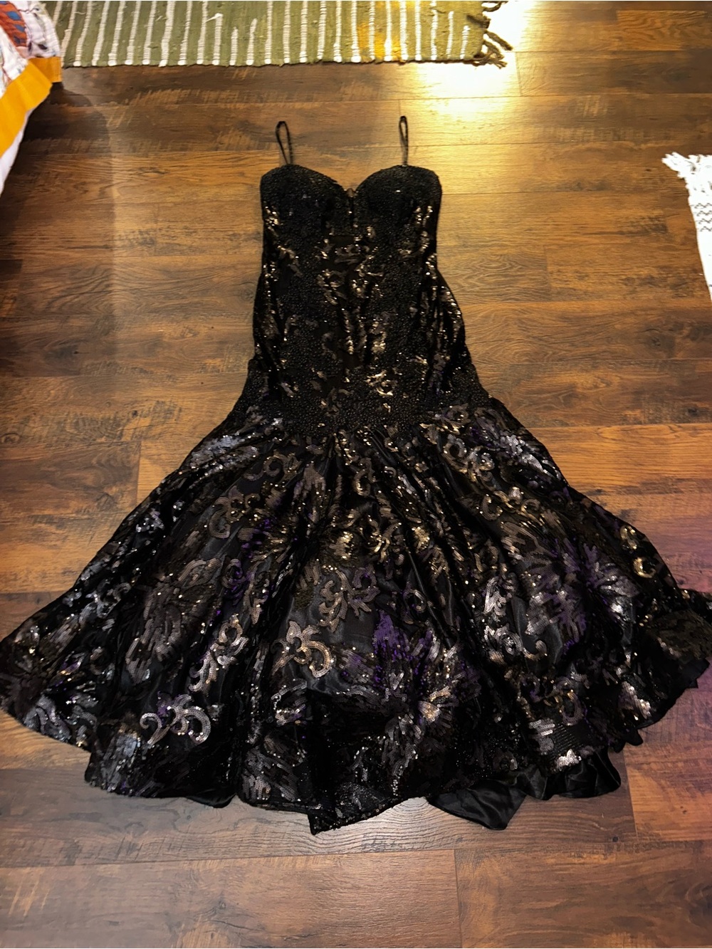 Dave & Johnny Black Sequin Strap Mermaid Dress